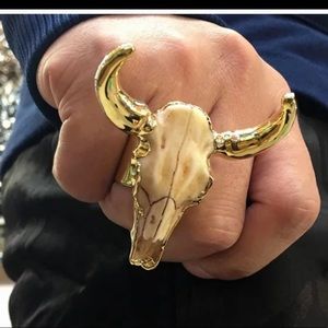BACK IN STOCK!! BIG Ole’ Longhorn Skull Ring-Gold